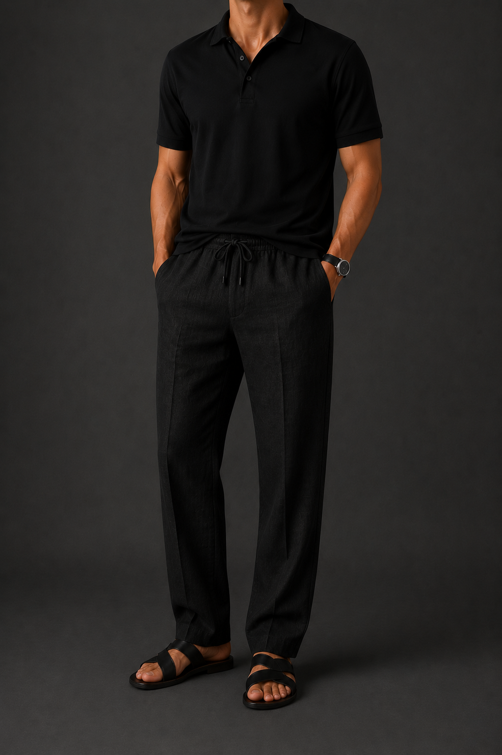Pantalón de lino con cordón ajustable