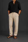 Pantalón de lino con cordón ajustable
