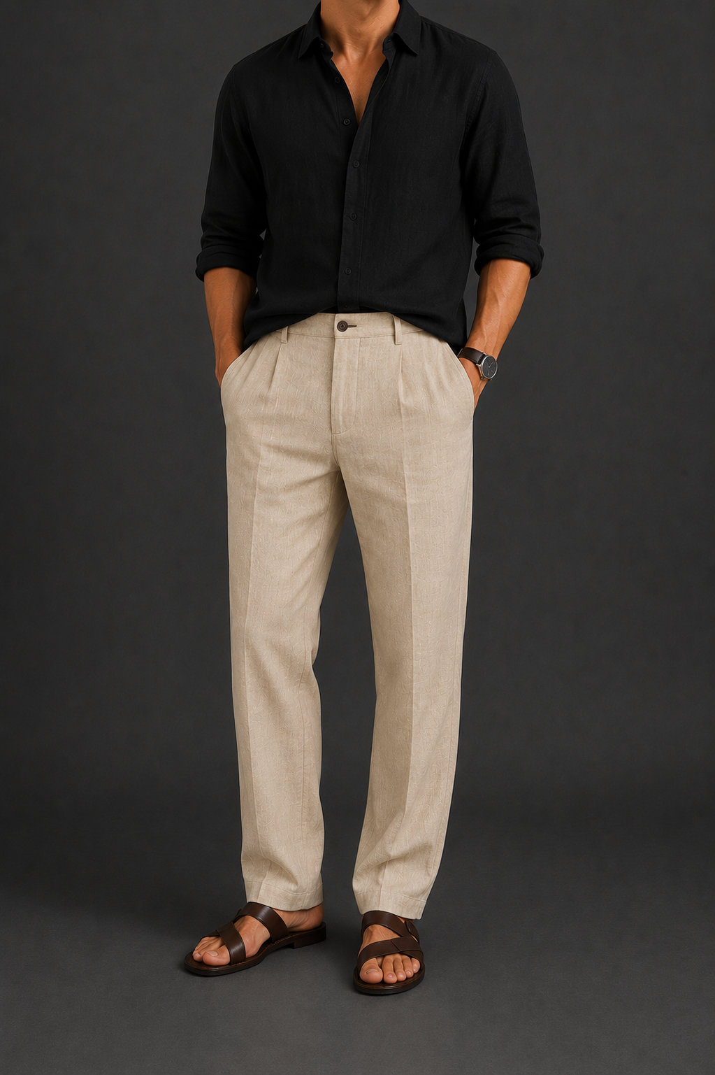 Pantalón de lino con cordón ajustable