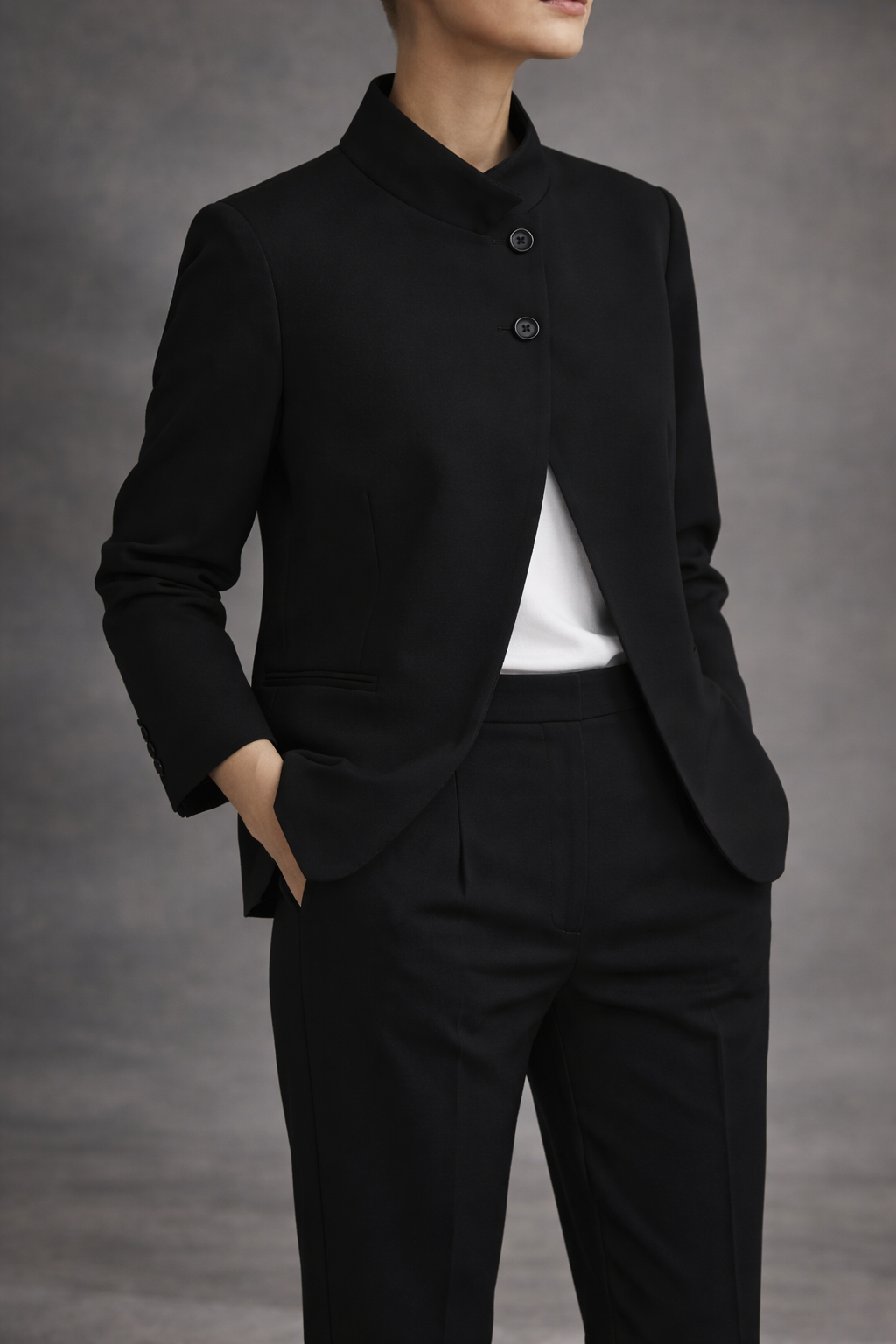 Blazer Minimalista de Cuello Mao