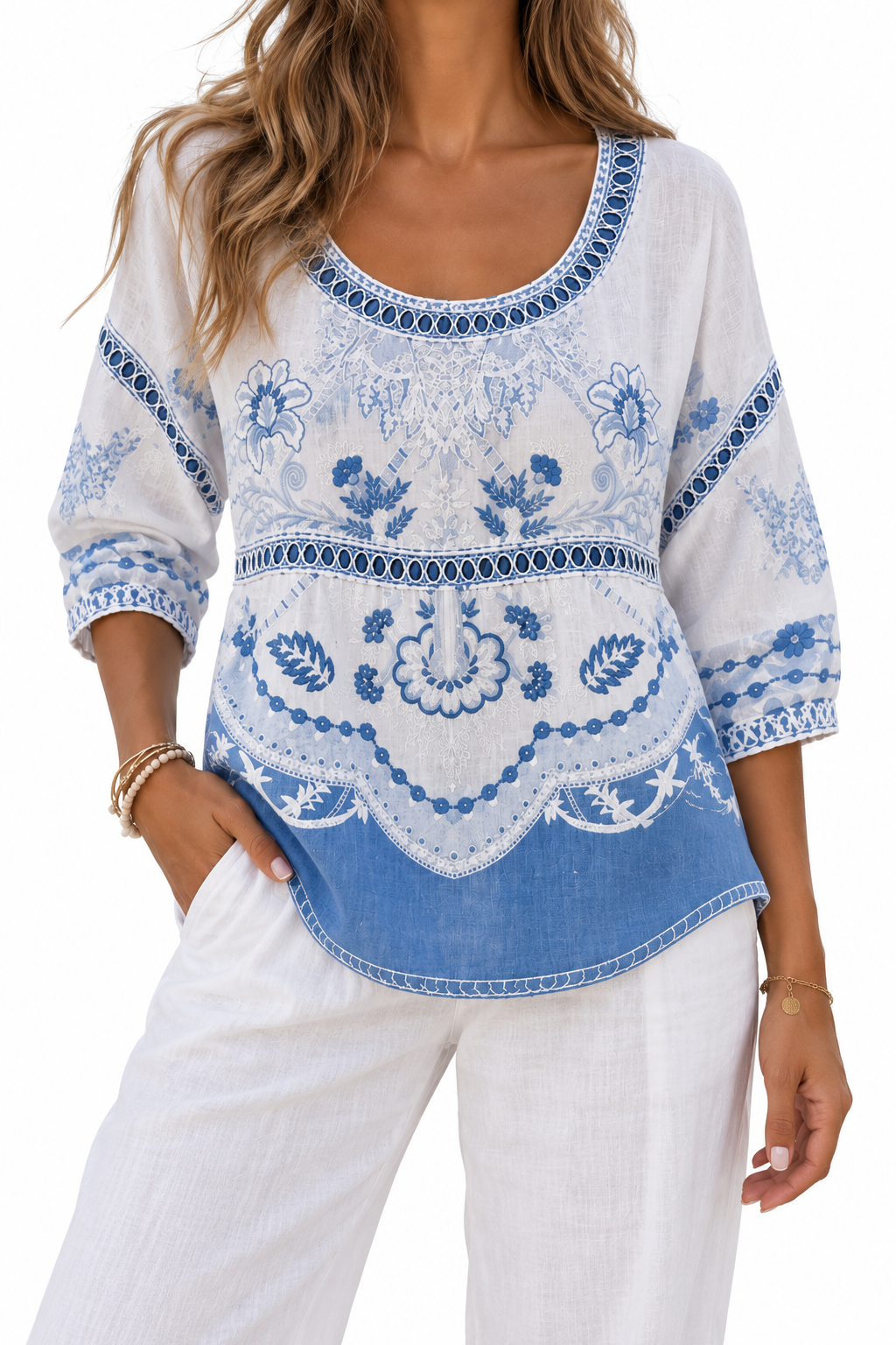 Blusa vintage con estampado floral