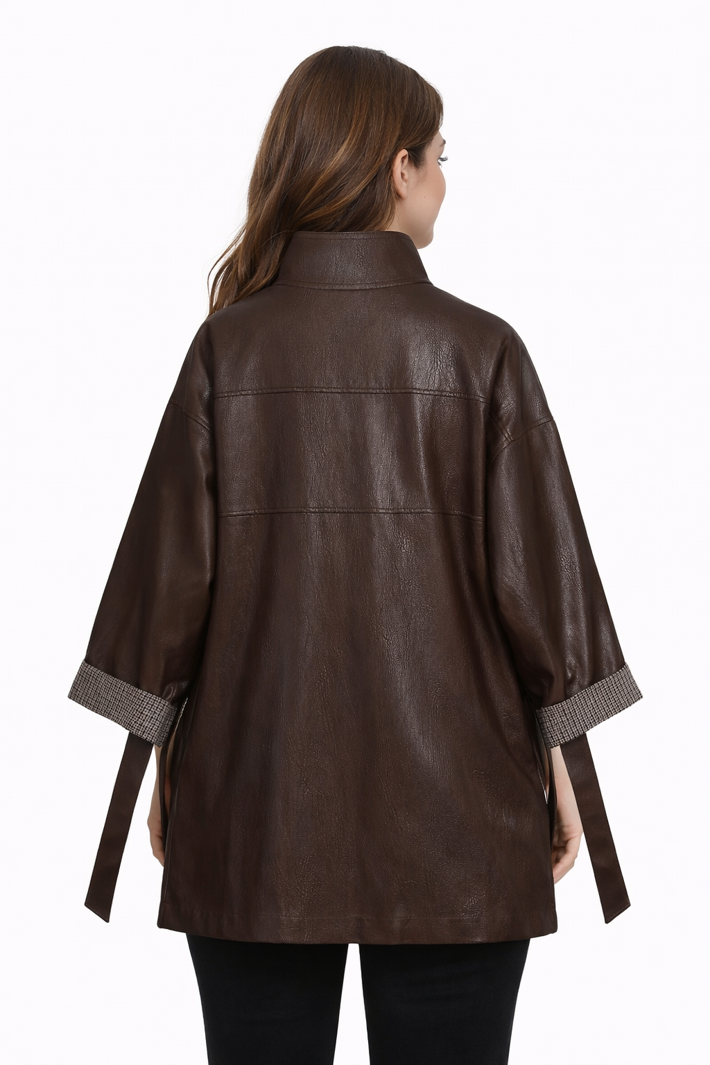 Chaqueta Oversize Efecto Piel Marrón