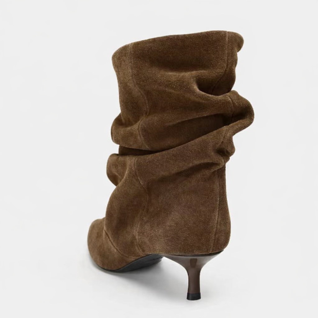Botas Plisadas Retro de Tacón Bajo
