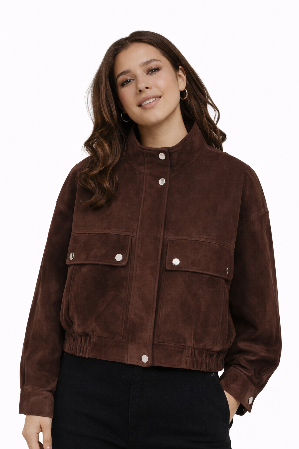 Chaqueta vaquera elegante de piel marrón