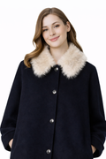 Chaqueta de Lana con Cuello de Pelo