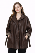 Chaqueta Oversize Efecto Piel Marrón