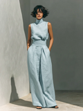Conjunto de pantalones de algodón de pierna ancha