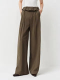 Pantalón Palazzo de Tiro Alto con Cintura Fruncida