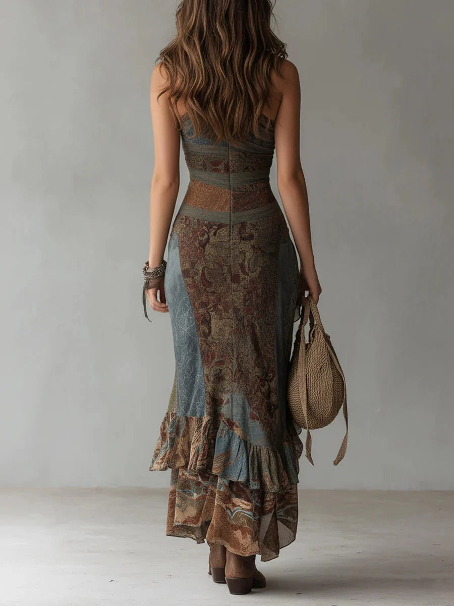 Vestido largo con estampado étnico